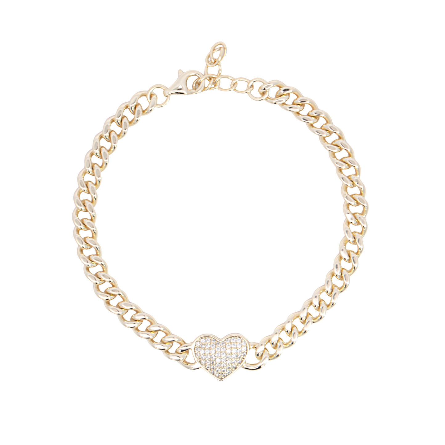 Pave Heart Chain Bracelet