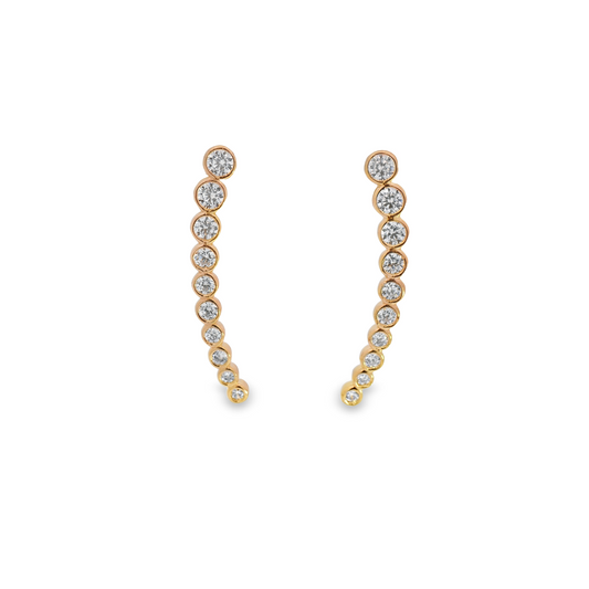 Curved Bar Bezel Set Earrings