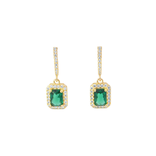 Emerald Color CZ Earrings