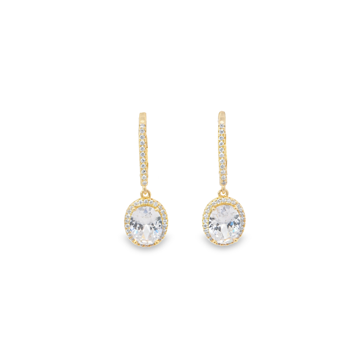 Oval Halo Drop Earrings