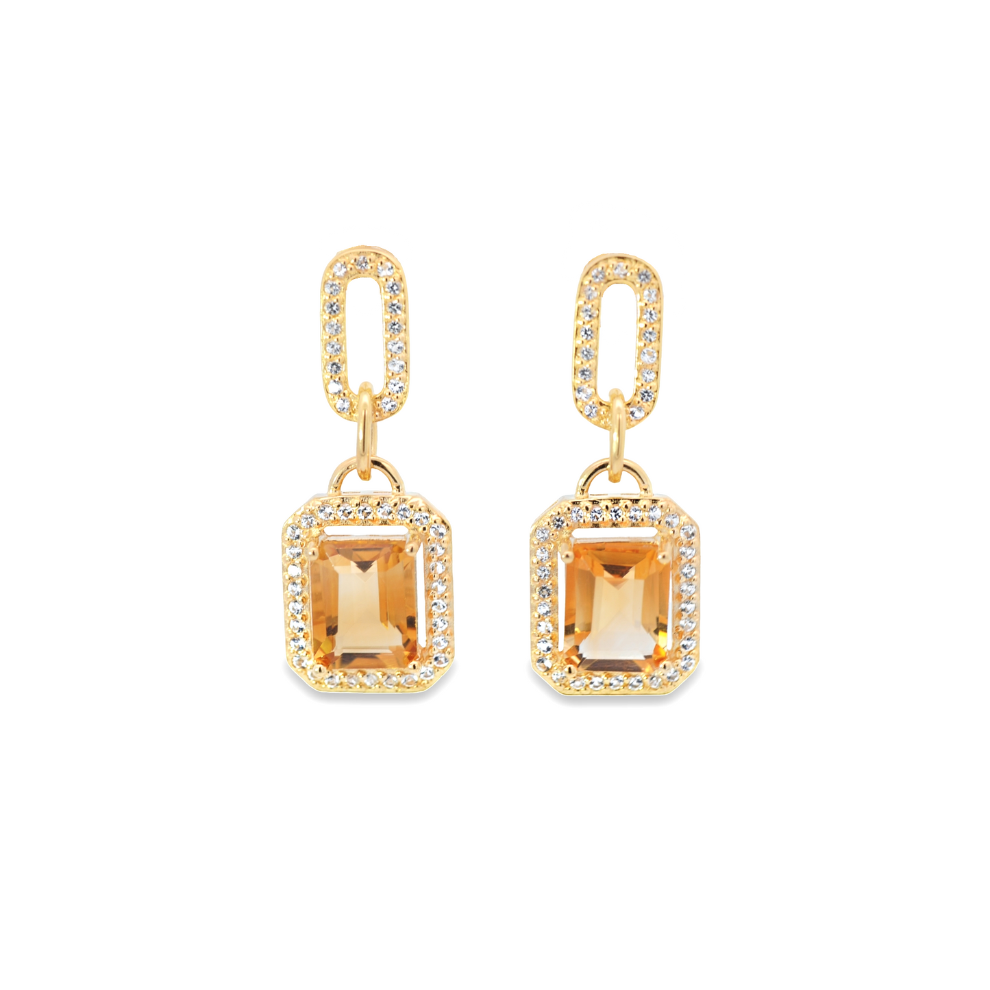 Citrine White Topaz Drop Earrings