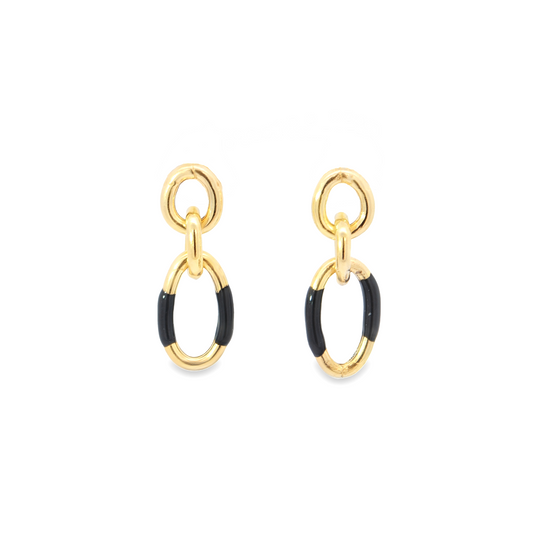 Black Enamel Link Earrings