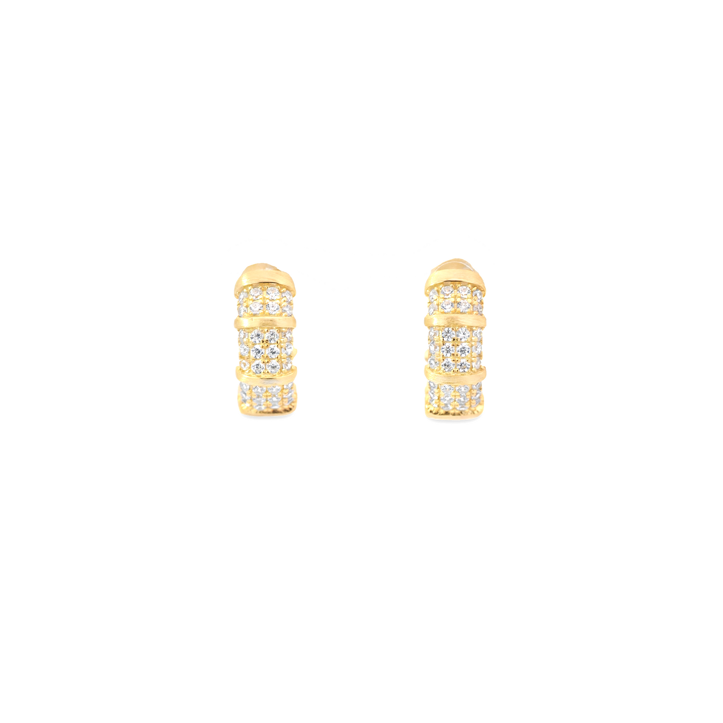 Pave Brushed Gold Huggie Earrings