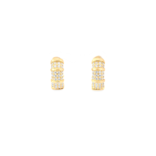 Pave Brushed Gold Huggie Earrings