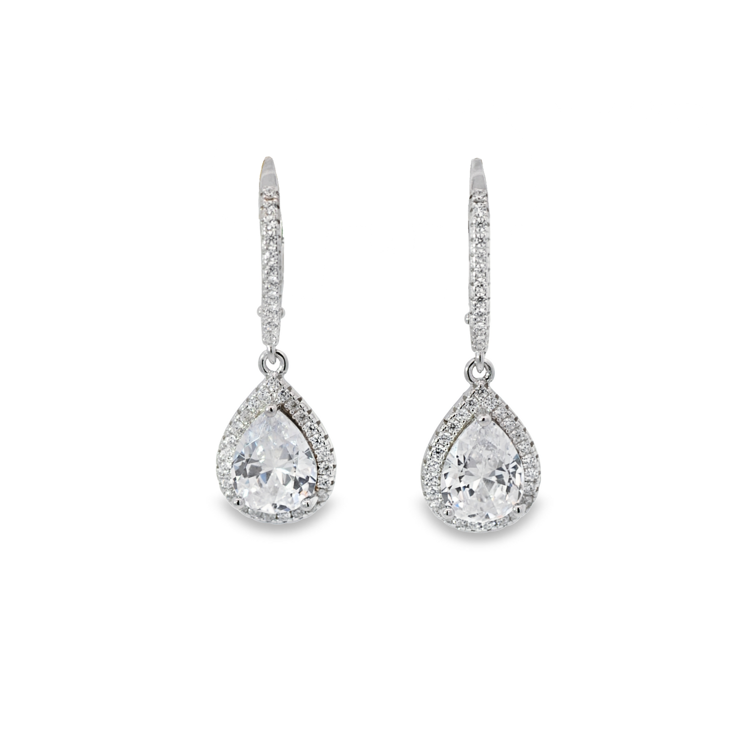 Pear Halo Drop Earrings