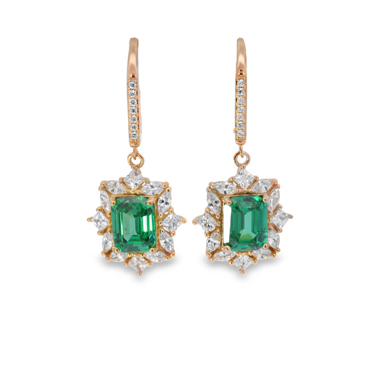 Emerald CZ Drop Earrings