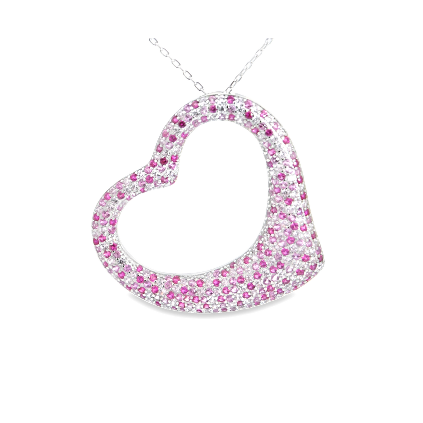 Pink and White Pave Heart Necklace