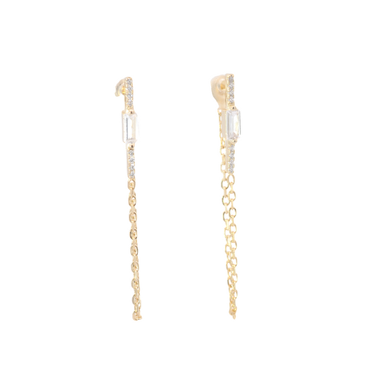 Baguette Bar Chain Hoop Earrings