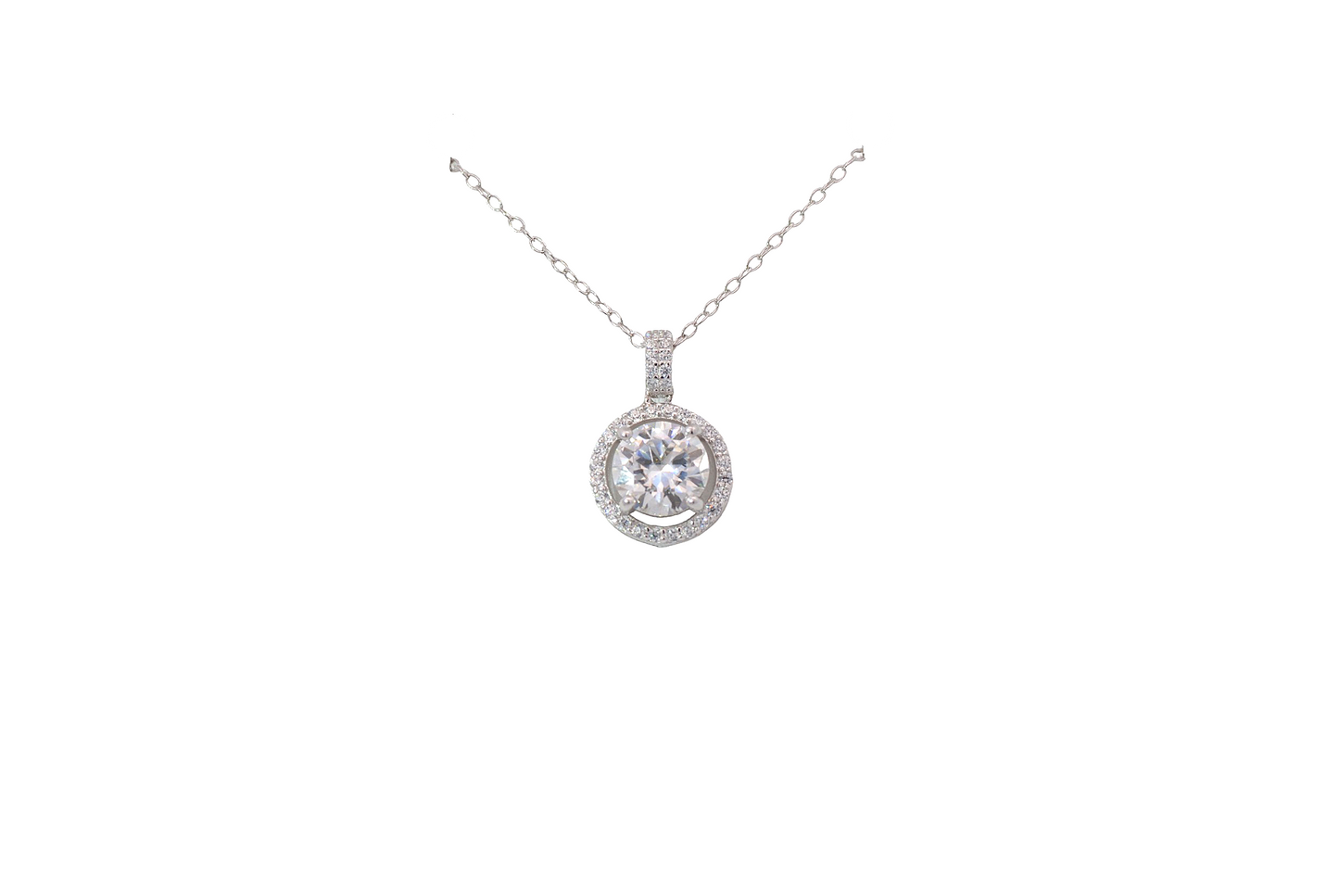 Moissanite Halo Necklace