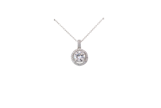 Moissanite Halo Necklace