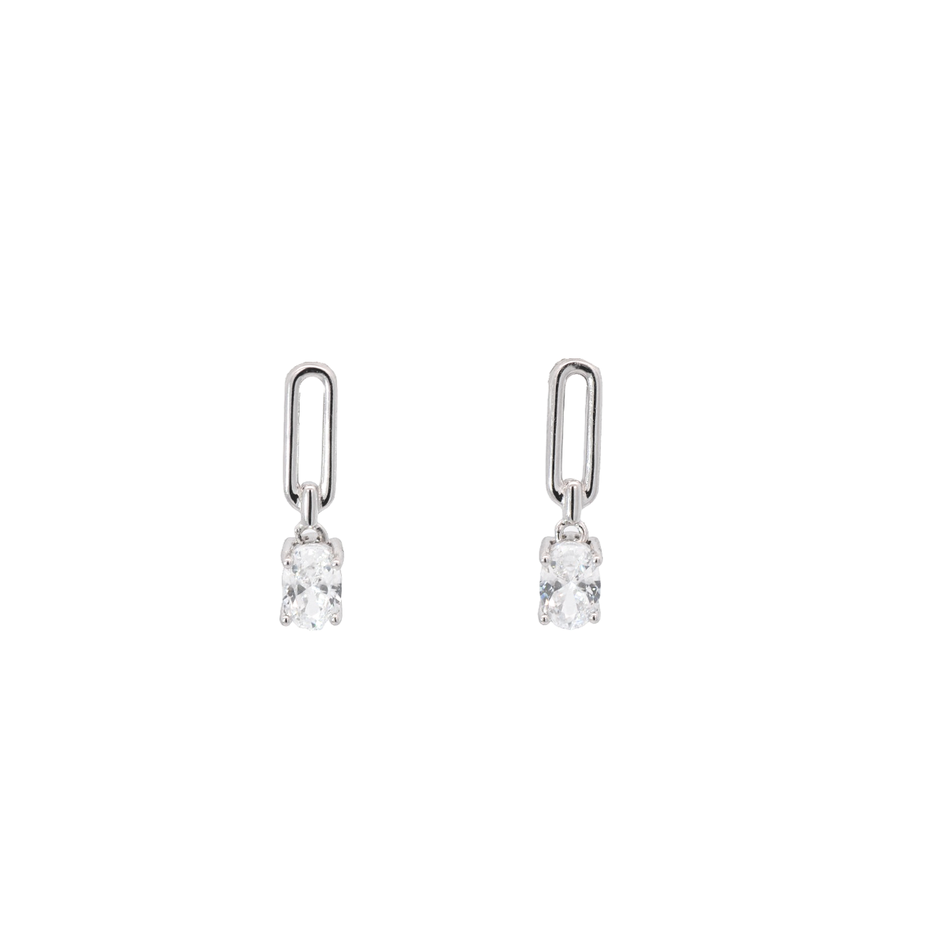 Paperclip Dangle Solitaire Earrings