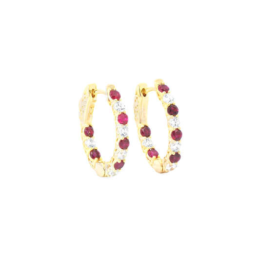 Ruby CZ In and Out Hoops