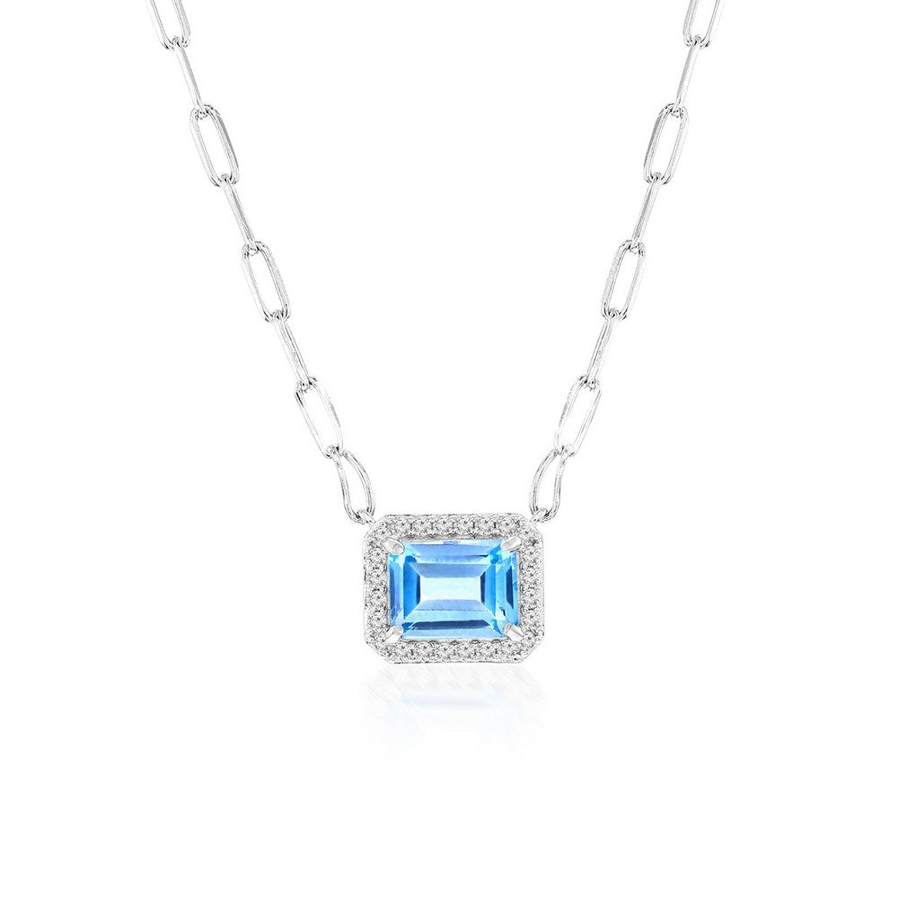 Blue Topaz Paperclip Necklace