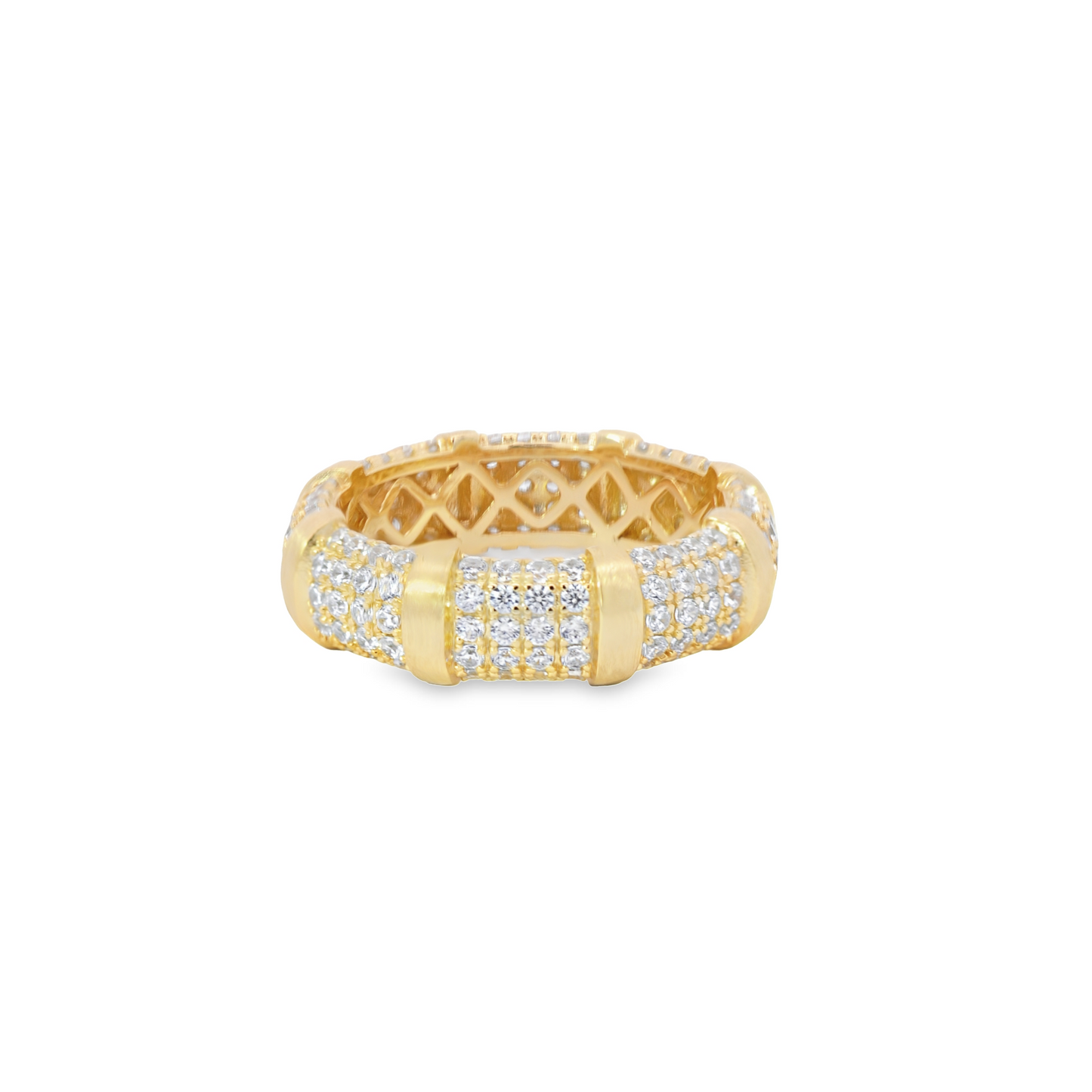 Pave Brushed Gold Eternity Band Ring