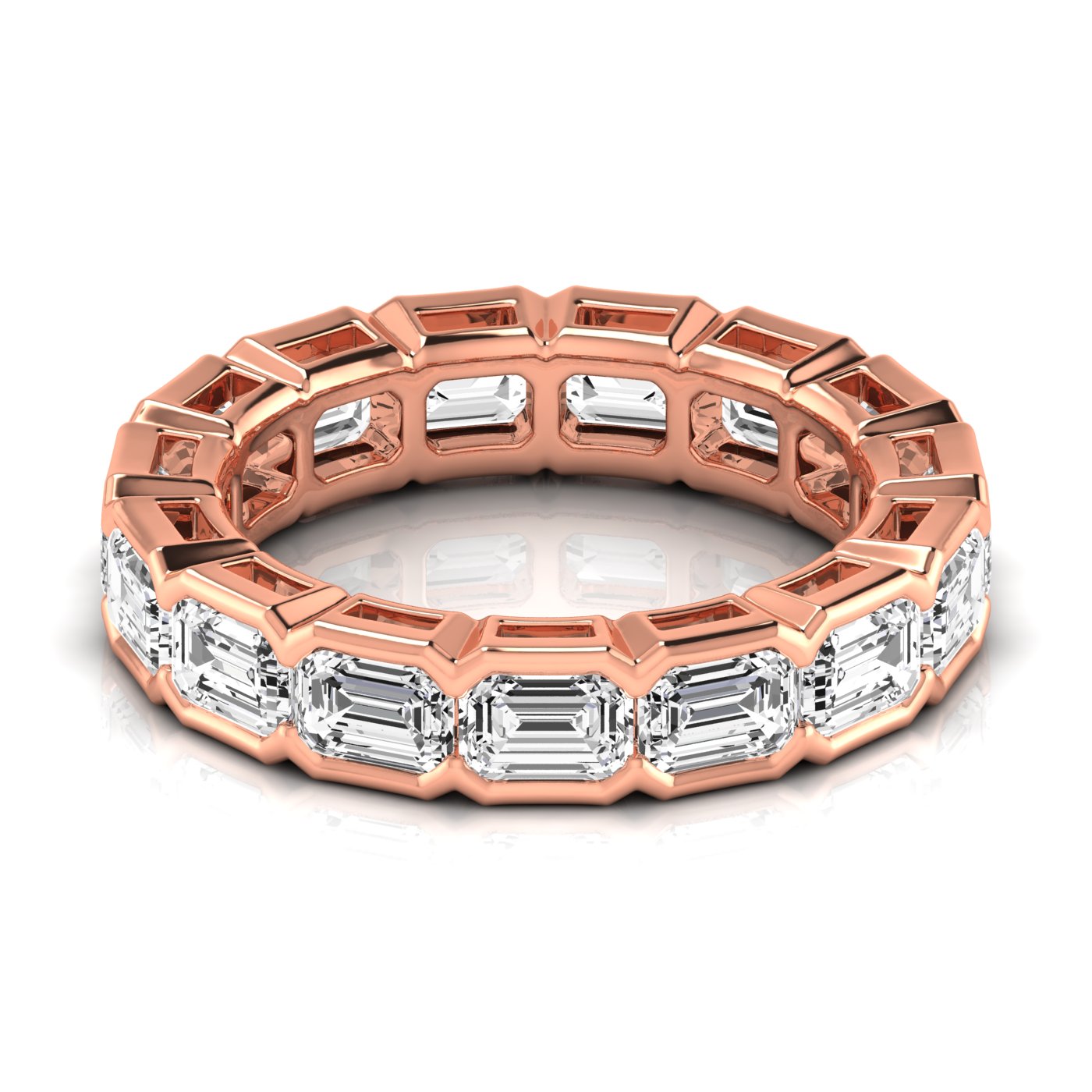 East - West Bezel Set Emerald Cut Eternity Band