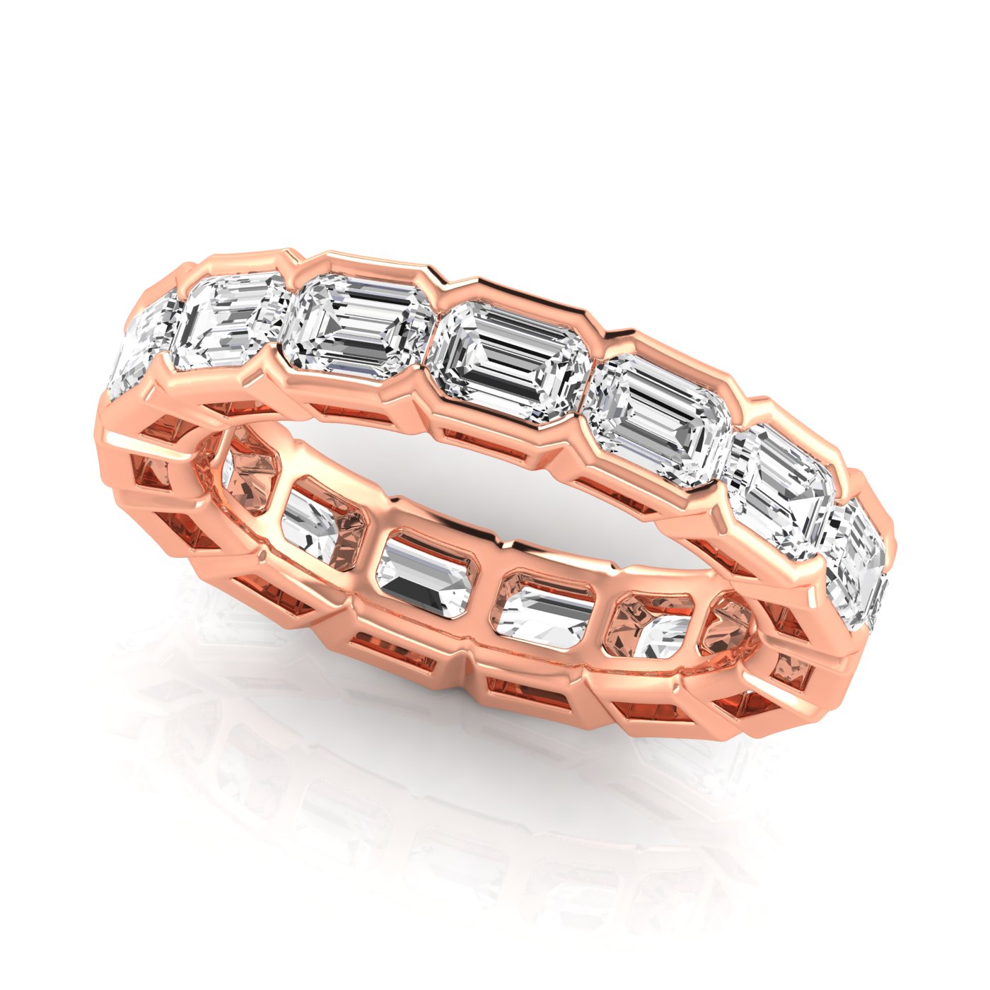 East - West Bezel Set Emerald Cut Eternity Band