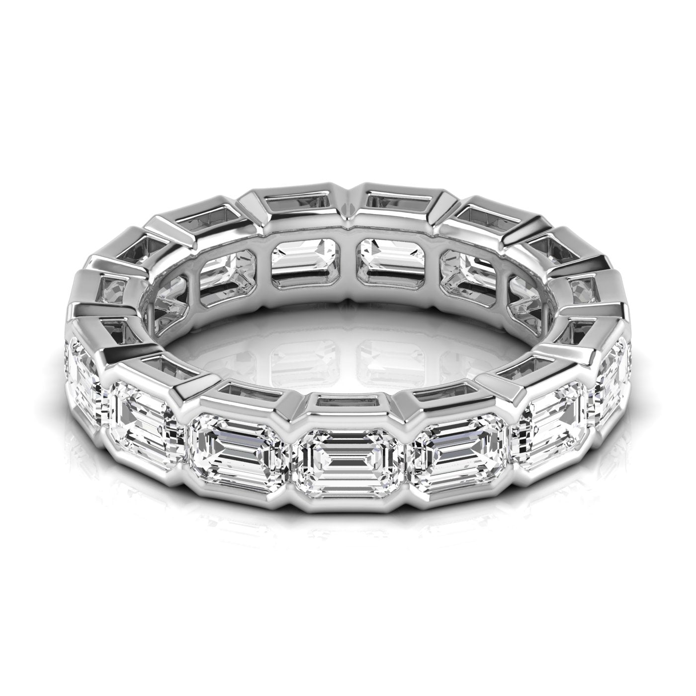 East - West Bezel Set Emerald Cut Eternity Band