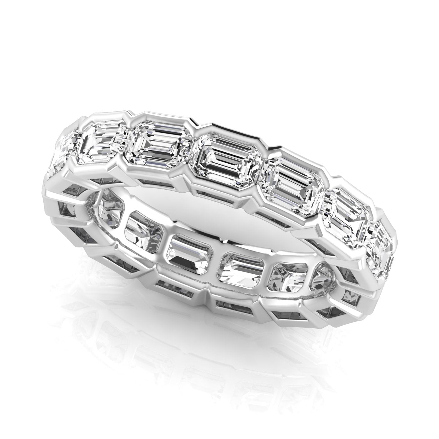 East - West Bezel Set Emerald Cut Eternity Band