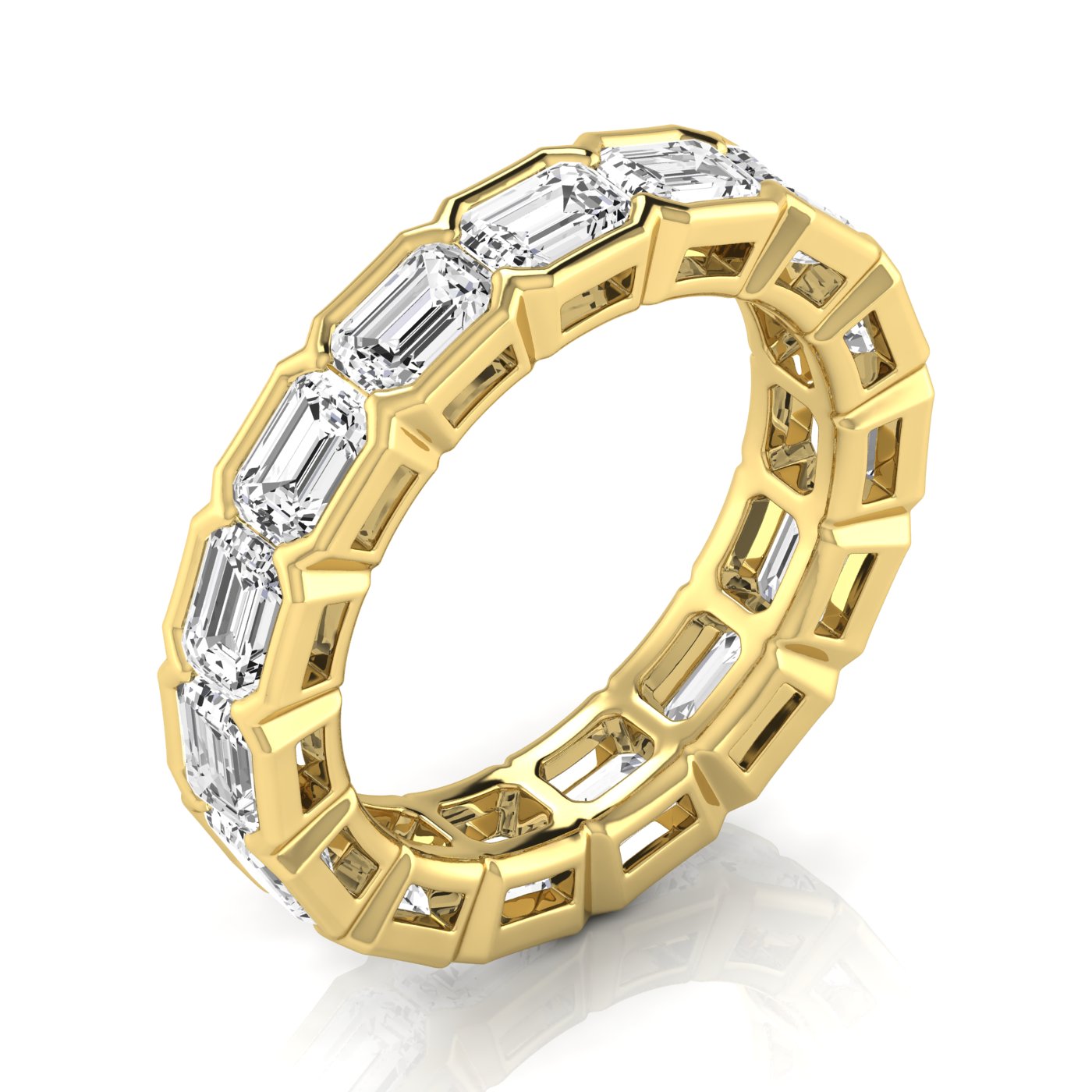 East - West Bezel Set Emerald Cut Eternity Band