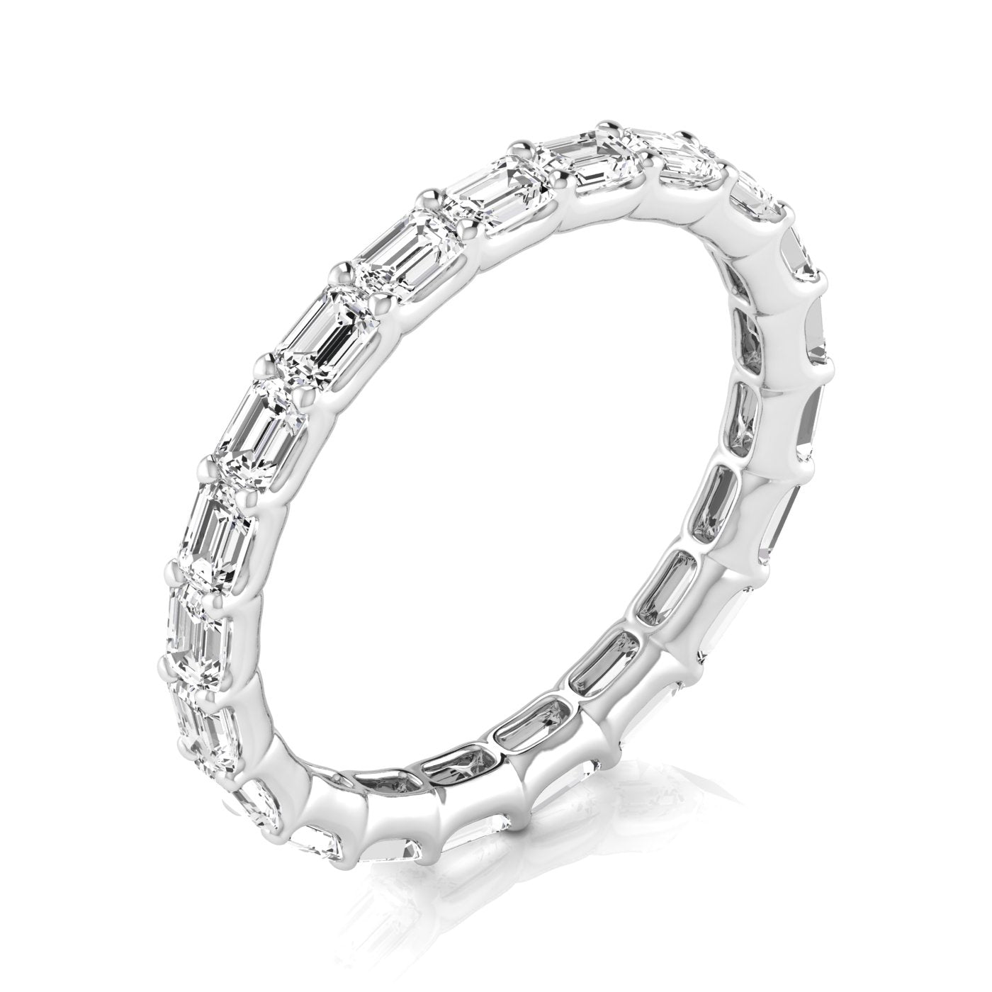 East - West Shared Prong Emerald Cut Eternity Band 10pt Diamonds