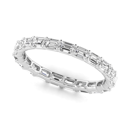 East - West Shared Prong Emerald Cut Eternity Band 10pt Diamonds