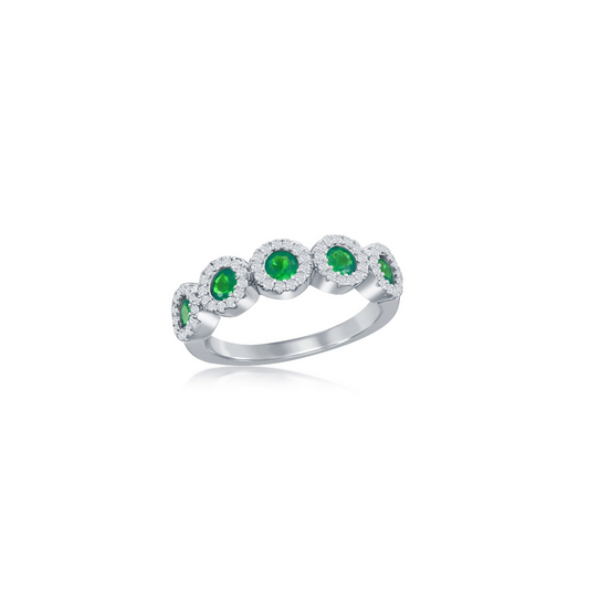 Emerald CZ Band Ring