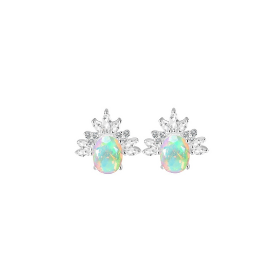 Opal and White Topaz Earrings