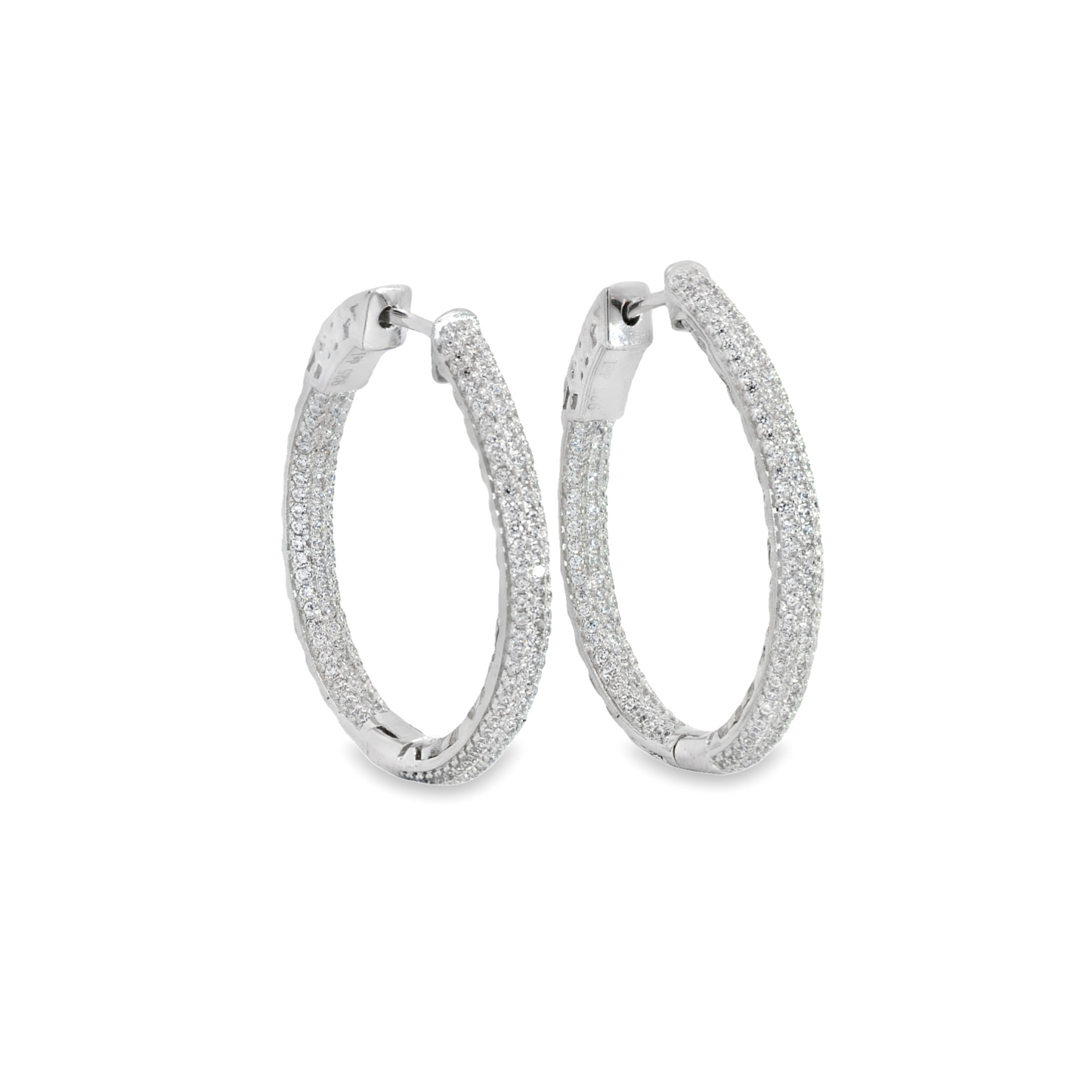 Pave In and Out Hoop Earrings