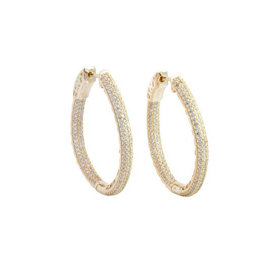 Pave In and Out Hoop Earrings