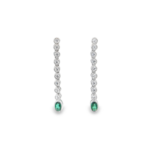 Emerald CZ Dangle Earrings