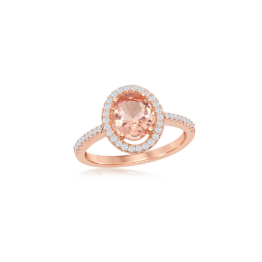 Rose Oval Morganite CZ Ring