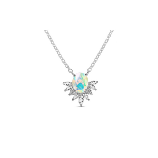 Opal and White Topaz Necklace