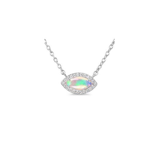 Opal and White Topaz Necklace