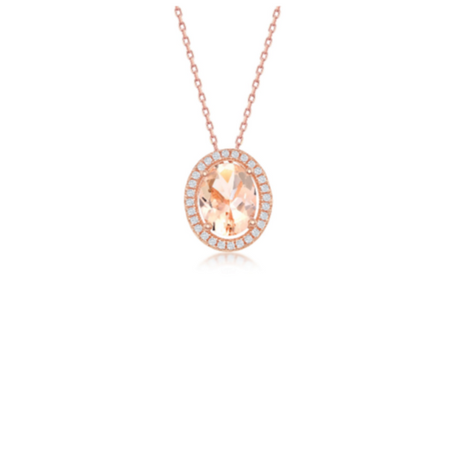 Rose Morganite CZ Oval Necklace