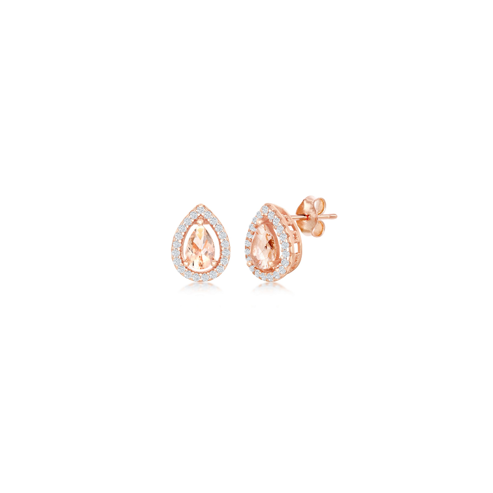 Rose Morganite Pear CZ Earrings