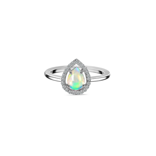 Opal and White Topaz Ring