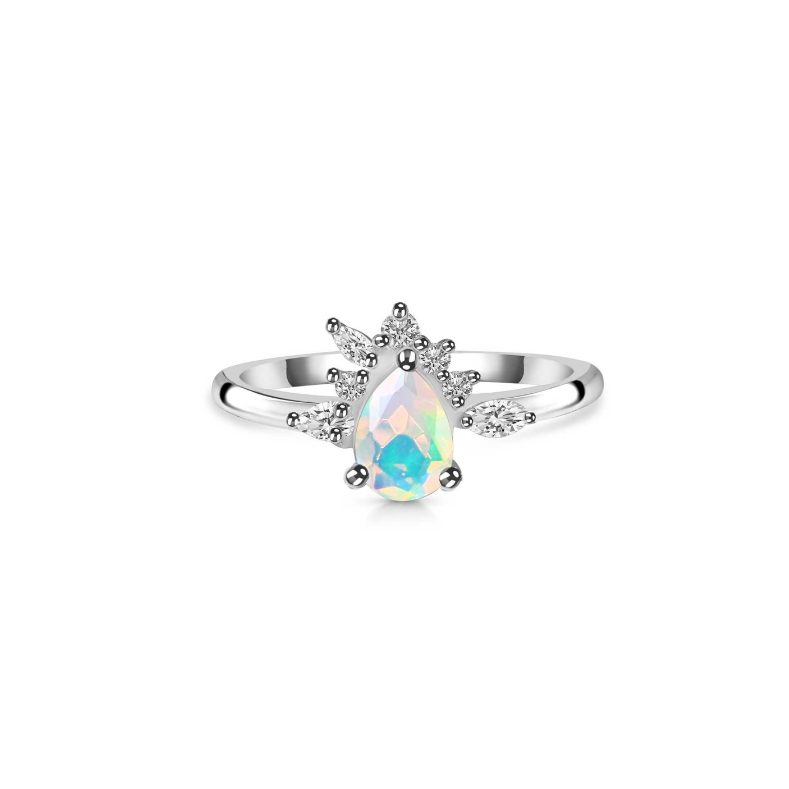 Opal and White Topaz Ring