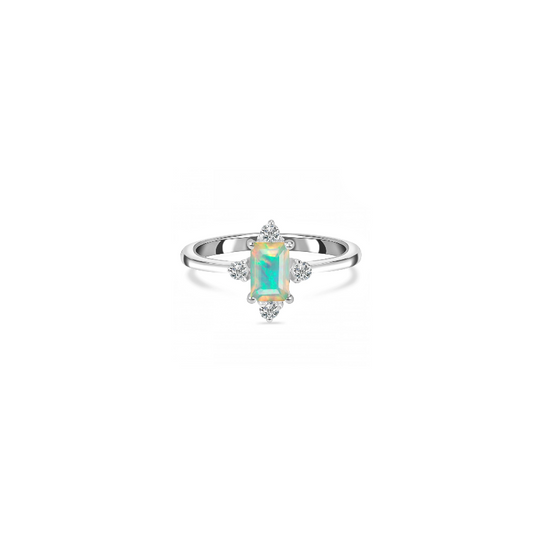 Opal and White Topaz Ring