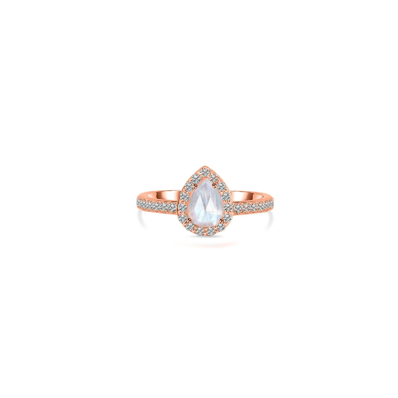 Rose Moonstone and White Topaz Ring