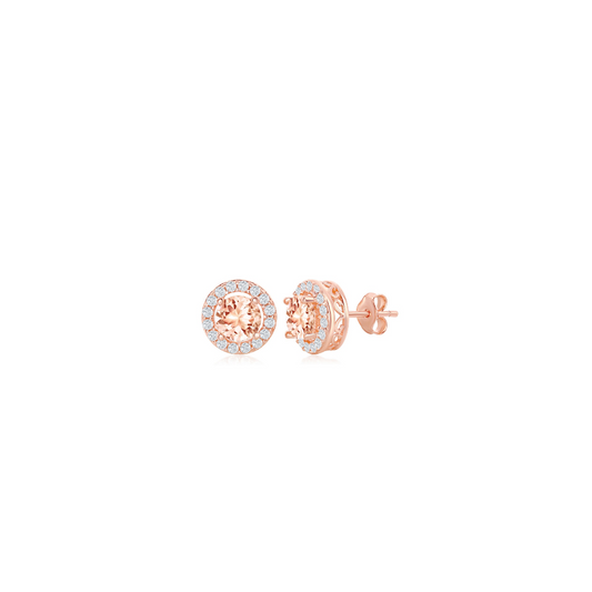 Rose Morganite CZ Round Studs